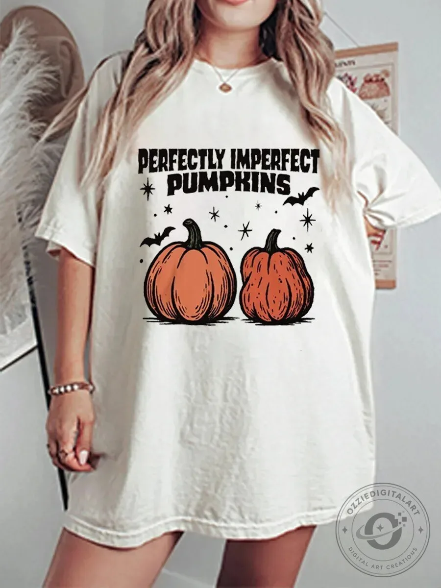 Perfectly Imperfect Pumpkins Halloween Fall Season Graphic T-Shirt